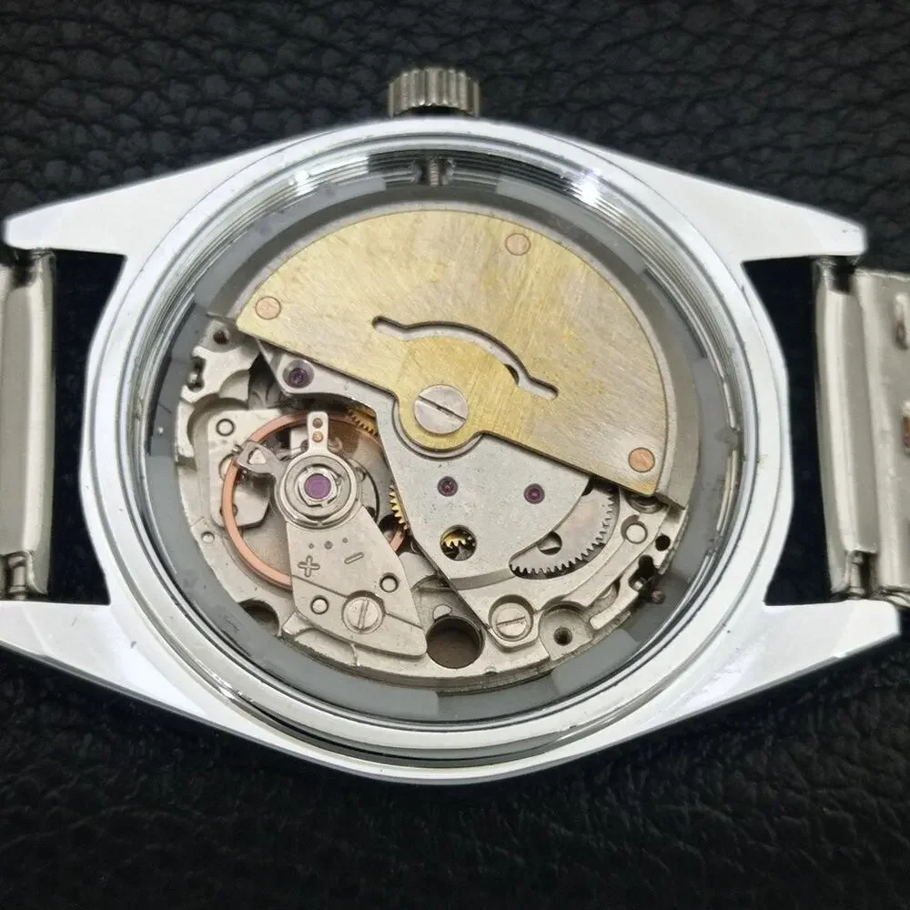 Vintage 1989 Citizen Automatic Mens Silver Watch W/daydate & Blue accents